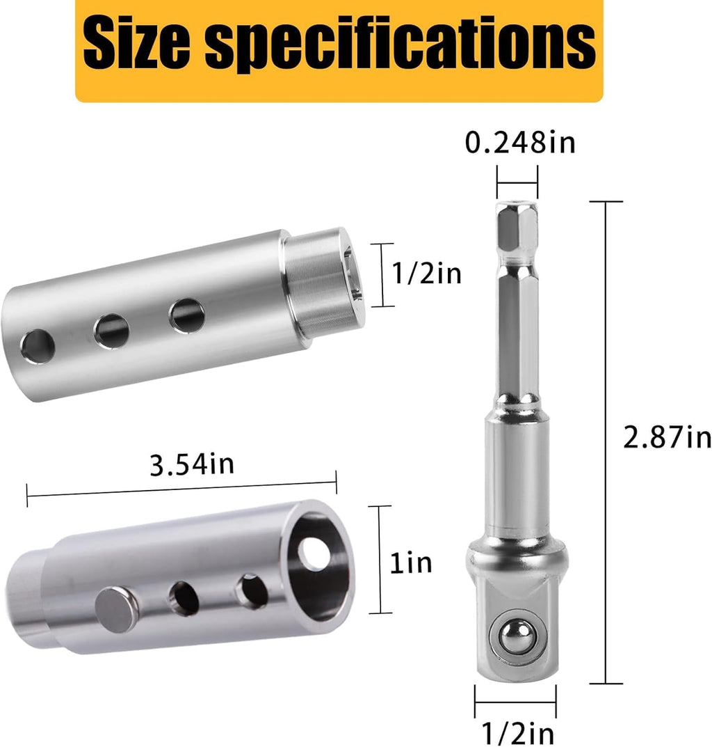 Skiennix Trailer Jack Drill Adapter - Stainless Steel Handle for 1 Inch Drive Shaft | Cordless Drill Compatible