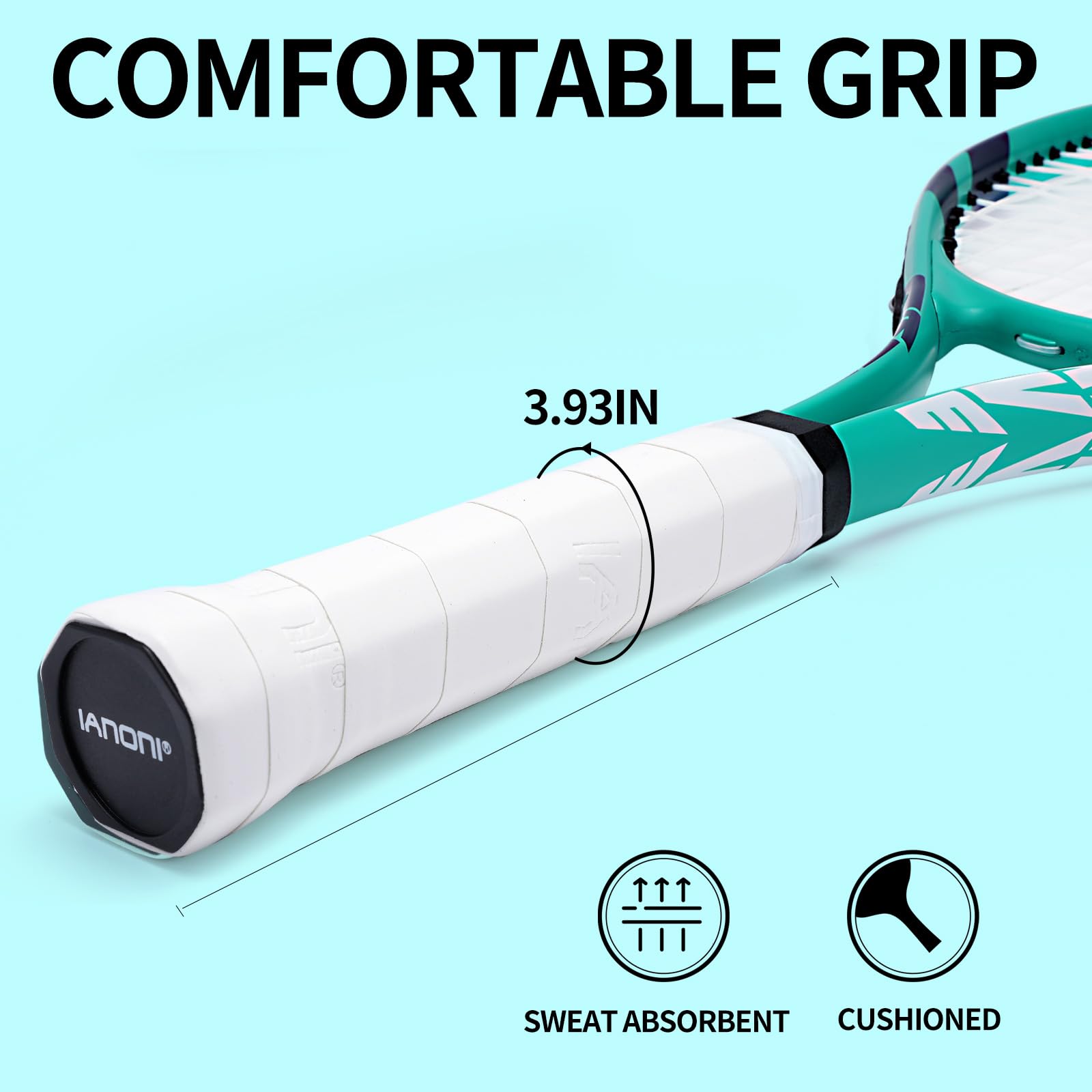 Tennis Racket for Kids 23'' Kid's Tennis Racquet Set of 2-2 Chird Tennis Rackets with 3 Balls,2 Grips,2 Vibration Dampers(Red and Green)