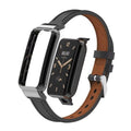 T-BLUER Compatible with Xiaomi Mi Band 7 Pro Band,Mi Band 7 Pro Leather Replacement Bracelet Strap Wristband Accessories with Metal Frame for Xiaomi Mi Smart Band 7 Pro,Black