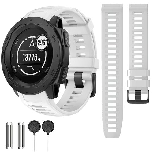 Waterproof Band Compatible with Garmin Instinct Watch Bands, 22mm Soft Silicone Replacement Watch Strap for Garmin Instinct 2 / Instinct Esports/Solar/Tactical (White)