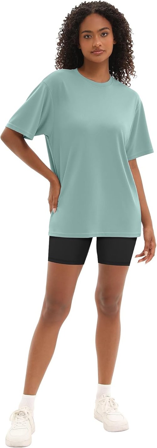 Kinglaman Workout Oversized T-Shirts for Women - 5 Pack Plus Size Dry Fit Athletic Tees