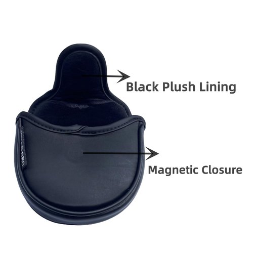 Golf Mallet Putter Cover with Magnetic Closure, Mallet Putter Headcover PU Leather - New Golf Club Covers Mallet Headcover, Skull Style Golf Gifts for Men (Black)