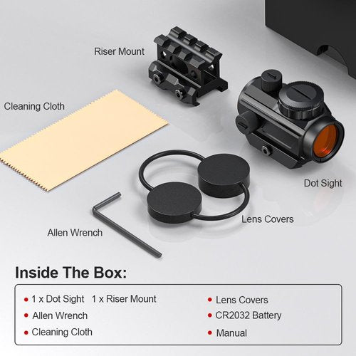 VANTARA Red Dot Sight for Rifle - 2 MOA Dot Optic Long Gun Scope Sight with Picatinny Riser Mount & Absolute Co Witness & Adjustable Brightness & Shockproof & Fog-Proof #VHD-02