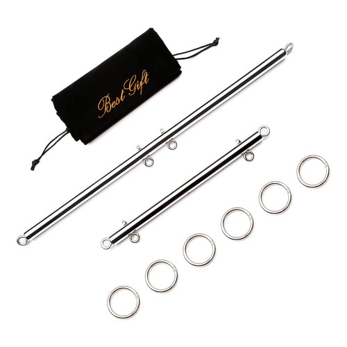 Adjustable Silvery 2 PCS 3 in 1 Spreader Bar Adjustable Straps Sports Aid Training Fitness Kit Workout Bar with Fur Flocking Storage Bag