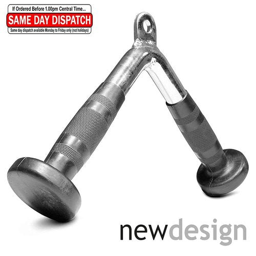 FITNESS MANIAC Home Gym Weightlifting Machine Attachments Tricep Press Push Down Bar V Handle Close Grip Cable V bar Rubber Handgrips