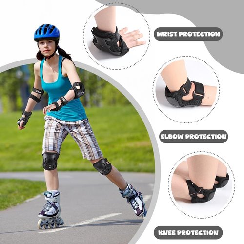 JBM Protective Gear Set - Knee Pads, Elbow Pads & Wrist Guards for Skateboarding, Cycling & BMX