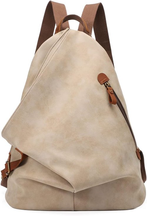 KL928 PU Leather Vintage Backpack - Large Casual Daypack for Outdoor Travel & Hiking