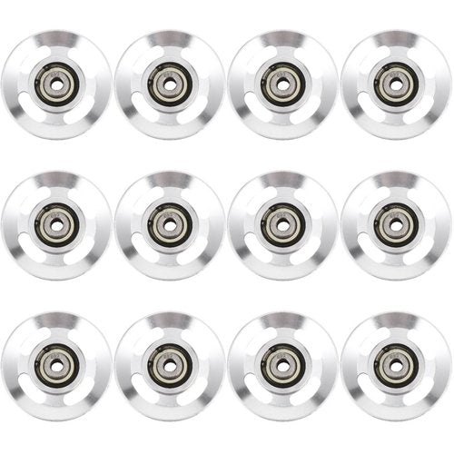 balacoo 12 Pack Aluminum Alloy Gym Pulley Wheels - 3.46 Inch Universal Cable Machine Replacement Parts - Silent Bearing Equipment Rollers for Home Gym & Workout Systems (Silver)