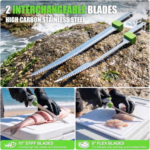 LUFF 12V Electric Fillet Knife, 8" & 10" Reciprocating Blades