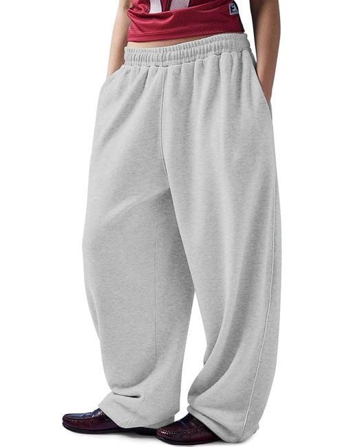 HeSaYep Women's Wide Leg Sweatpants Y2k Interior Drawstring Baggy Joggers Dancer Pants Streetwear with Pockets, Grey M
