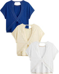 RoseSeek Women's Backless Criss Cross Tee - 3 Pack Short Sleeve Summer Tops | Stylish & Comfortable