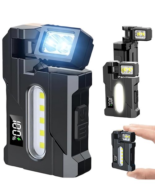 2026 Rechargeable EDC Flashlight with Rotable Lamp Head, 500 Lumens Super Bright Mini Flashlight, 1500mAh Portable Flat Pocket Flashlights, Magnetic Keychain Flashlight for Outdoor Home Emergencies