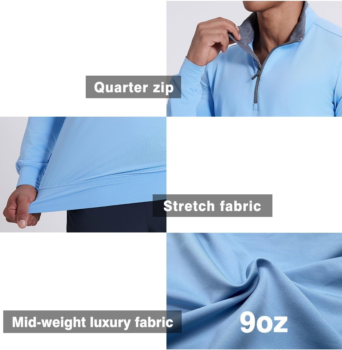 Skiennix Men's Quarter Zip Pullover Fleece Sweatshirt - Lightweight Athletic Golf Top | UPF 50+