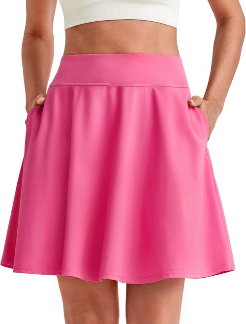 G4Free Athletic Skorts for Women - Trendy Summer Tennis Skirt with Built-in Shorts & Pockets | Rose Pink, M