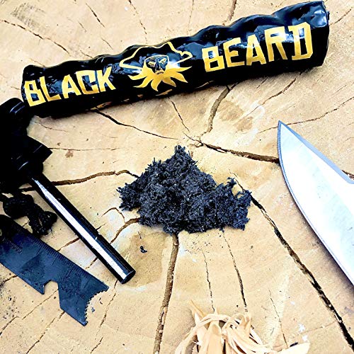 Black Beard Fire Starter Rope 5 Pack - Waterproof Campfire Igniter, Burns 50+ Fires, 4.5+ Hour Burn Time, Made in USA