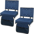 Skiennix Comfortable Stadium Seats - Cushioned Back Support & Storage Pockets | 2-Pack, Blue