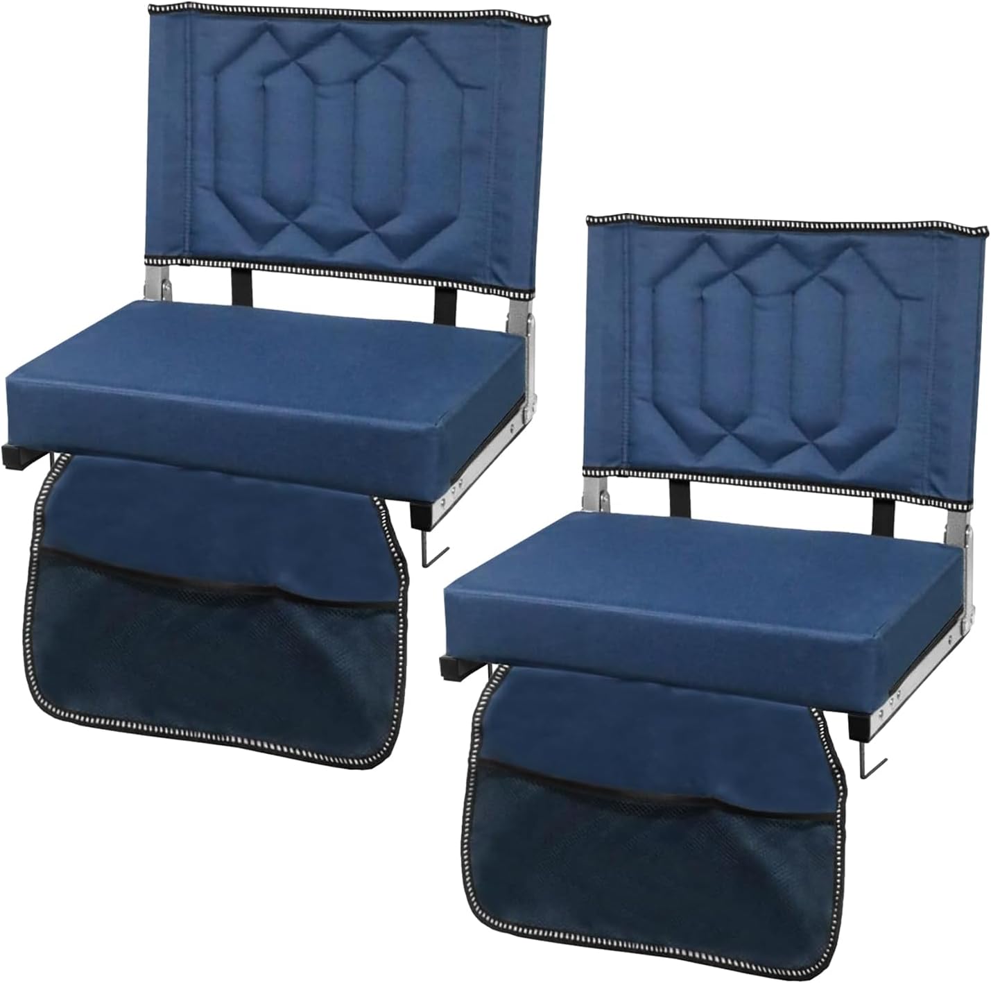 Skiennix Comfortable Stadium Seats - Cushioned Back Support & Storage Pockets | 2-Pack, Blue