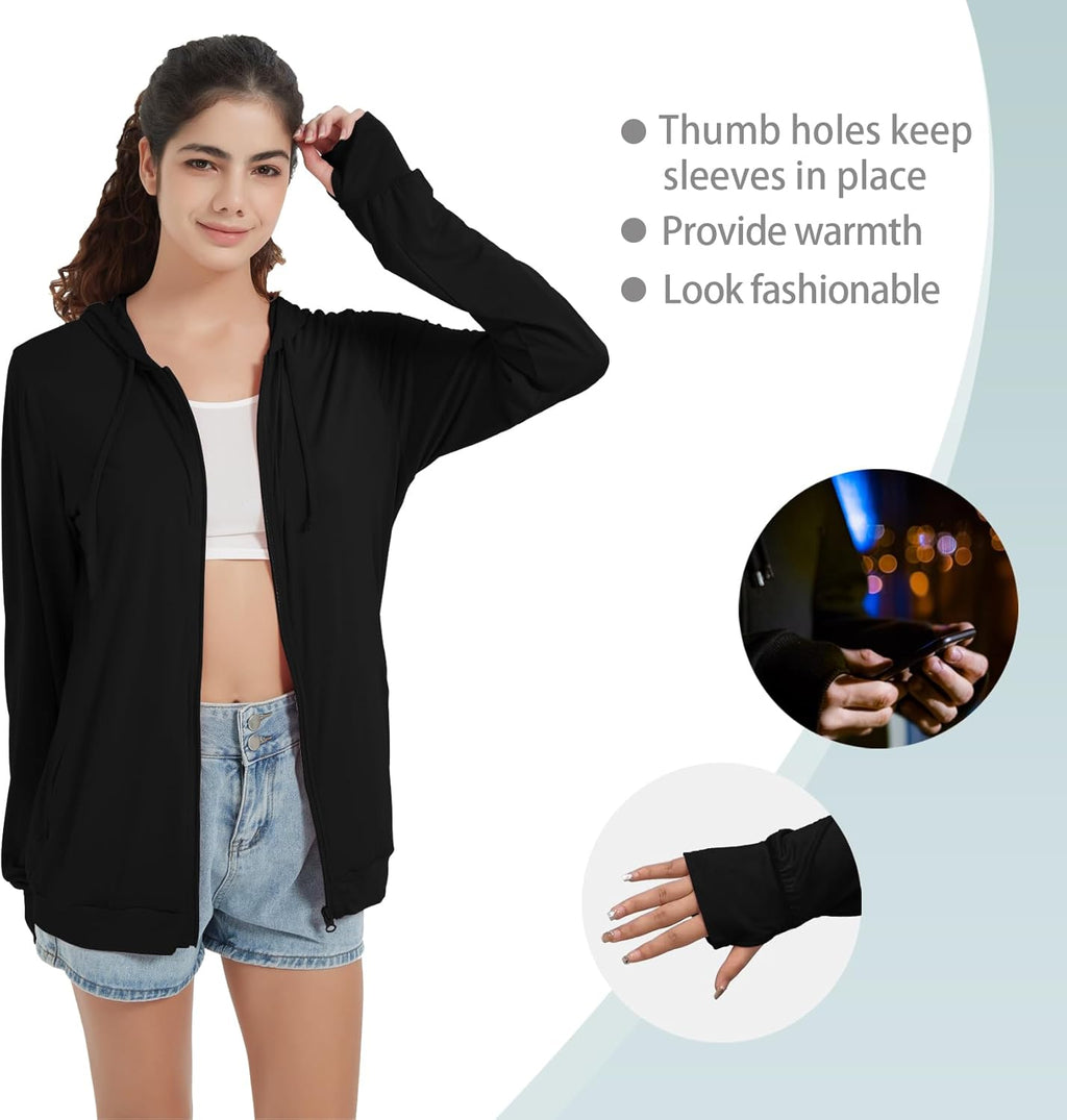QBK Lightweight Zip-Up Hoodie - Stylish Summer Jacket for Women | Perfect for Warm Weather