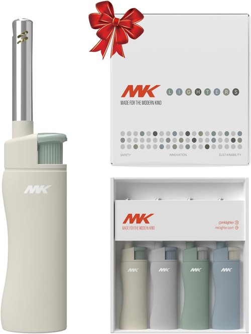 MK Candle Lighter - Butane Refillable Wind-Resistant Flame | 4-Pack for BBQ, Camping, Outdoor Use