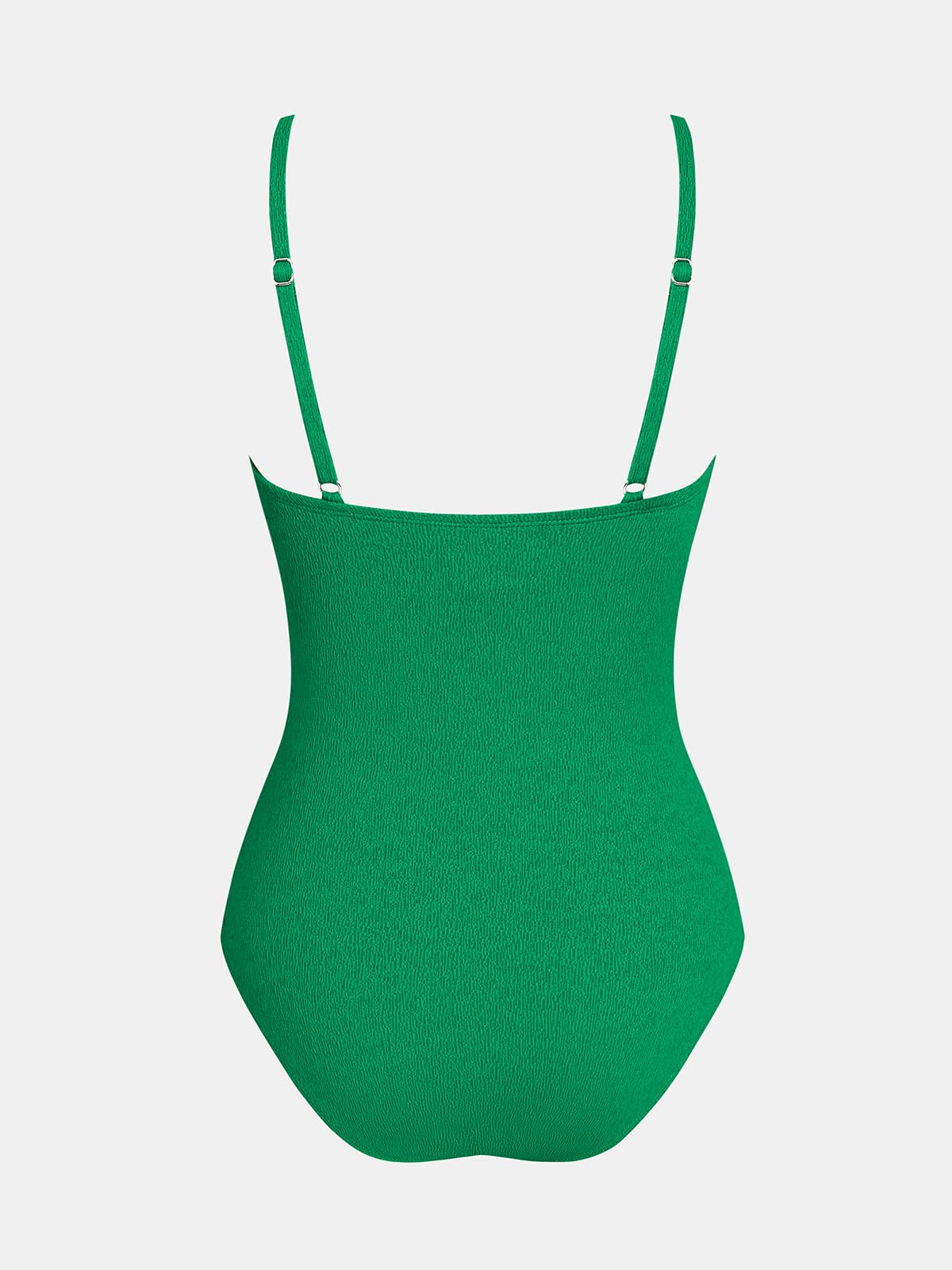 CUPSHE Women's One Piece Swimsuit Bathing Suit V Neck Ruched Adjustable Straps Spaghetti, XS Jade Green