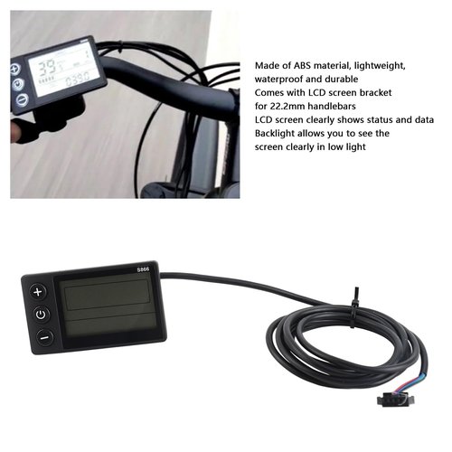 Electric LCD Display, S866 Cycle Computer 24V 36V 48V Electric Scooter Control Panel with Plug for Electric LCD Display Display