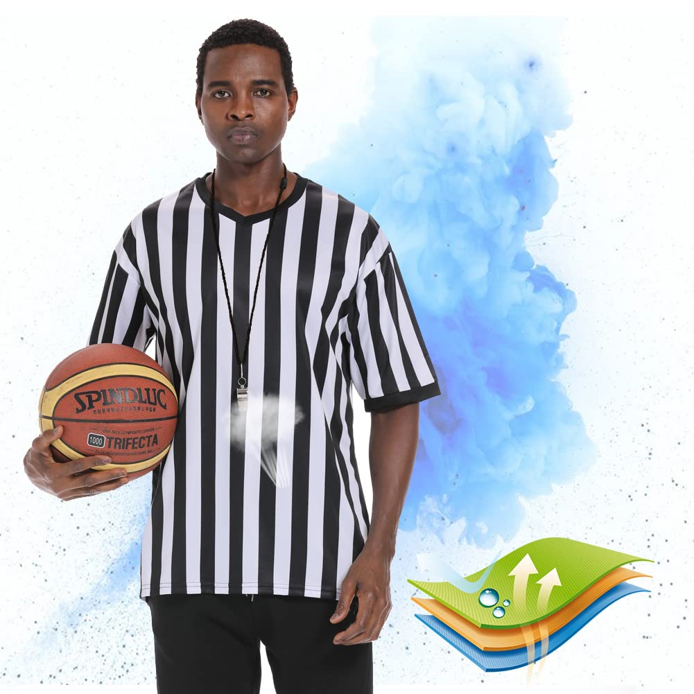Shinestone Referee Shirt, Referee Costume Shirt for Womens and Mens, V Neck Referee Umpire Shirt Jersey for Football, Soccer and Sports for Christmas (Large)