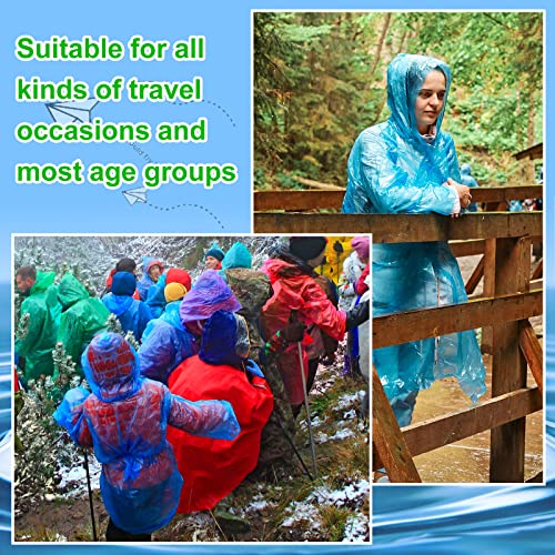 Blue Rain Ponchos Bulk 100 Pack Disposable with Hood for Adults