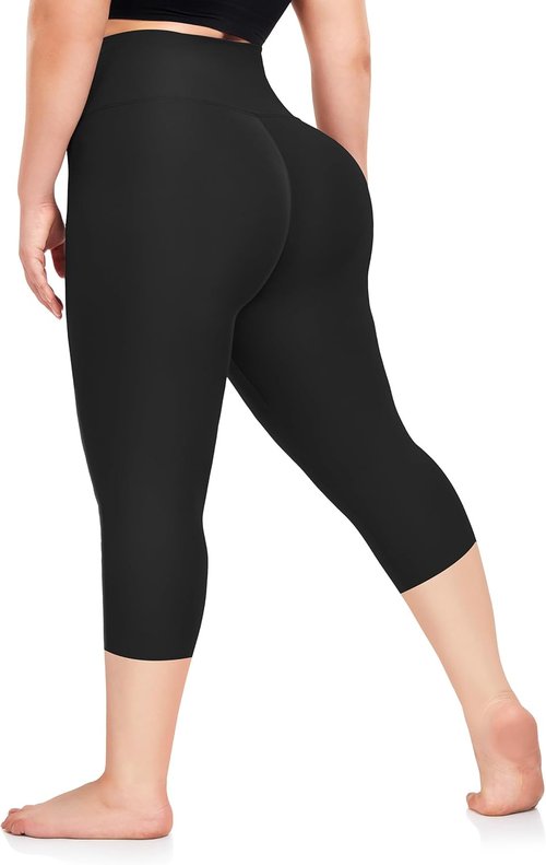 FULLSOFT Plus Size Capri Leggings for Women | High Waist Tummy Control | Stretchy Yoga Pants (XL-4XL)
