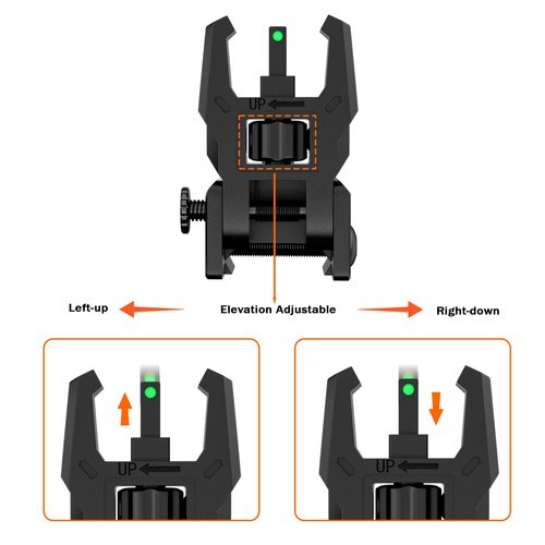 TFFUAM Fiber Optic Sights Flip Up Front and Rear Sites Nylon Folding Sights with Red and Green Fiber Optics Dots Tool-Free Adjustable Backup Sight Set