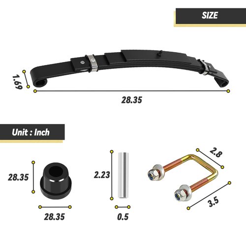 HANGKUNNEE Heavy Duty EZGO TXT Golf Cart Rear Leaf Spring Bushings & Sleeves Kit, Fits EZGO TXT 1994-Up Golf Cart - 4 Leaf
