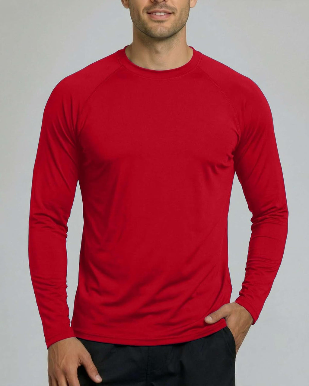 Real Essentials Men's Long Sleeve Rash Guard Shirt - UPF 50+ Sun Protection | Quick Dry (Big & Tall)