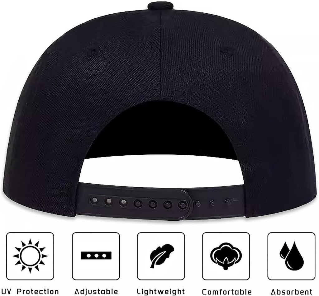 Skiennix Skull Baseball Cap - Embroidered Flat Bill Snapback Hat for Men & Women - Black Trucker Style