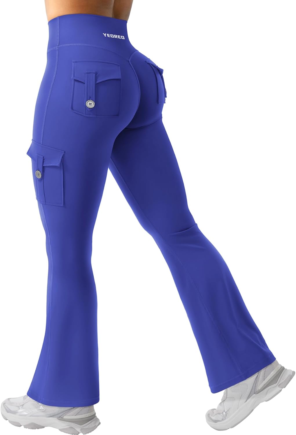 YEOREO CoreFlex Women's High-Waisted Flare Leggings - Hidden Pockets & No Front Seam | Gym & Yoga