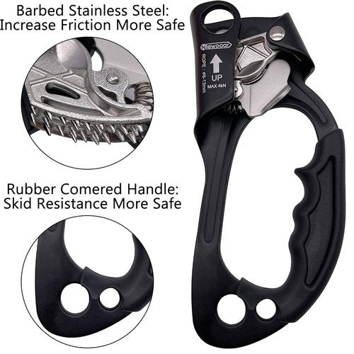 NewDoar CE Certified Right Hand Ascender 10mm Static Climbing Rope (Black/33ft/10M) Climbing Equipment Fire Rescue Rope