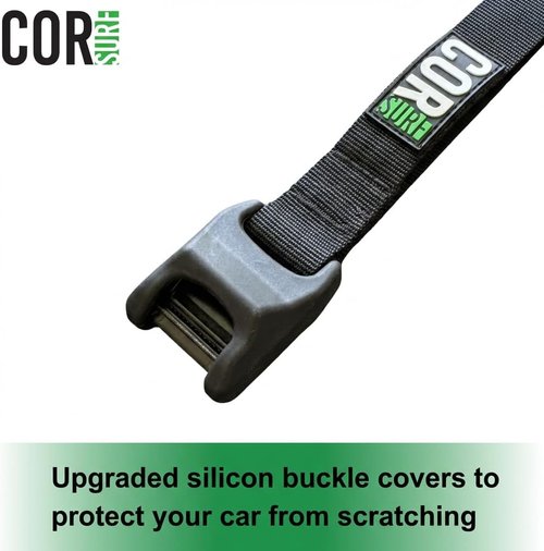 COR Surf Aero Roof Rack Pad - Premium No-Scratch Silicone Tie Down Straps for Surf, SUP, Kayak | 19" Wide