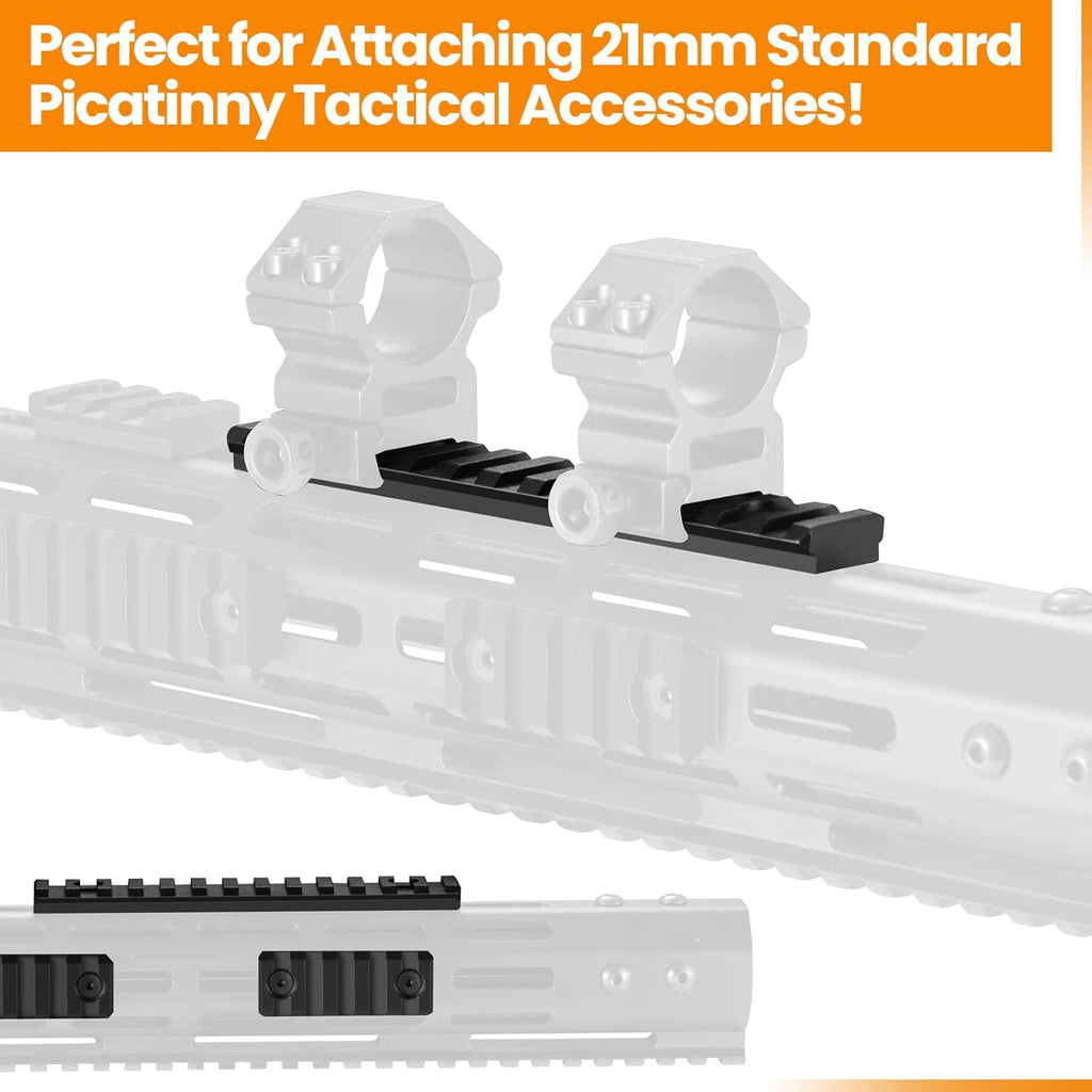 Picatinny Rail Adapter by [Brand Name] - 13 Slot Aluminum Accessory Set with T-Nuts & Screws | 5.31” Black