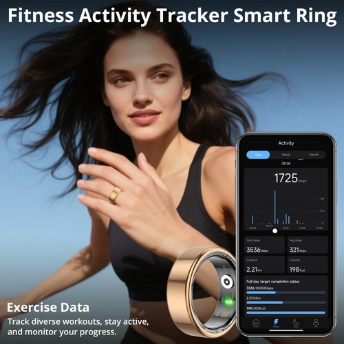 COLMI R02 smart Ring, a smart Ring for Women and Men, with a Charging case, Supports Heart Rate, Blood Oxygen, Sleep Health Monitoring, and Sports Tracking Ring, No Subscription Fee. (Rose Gold, 8#)