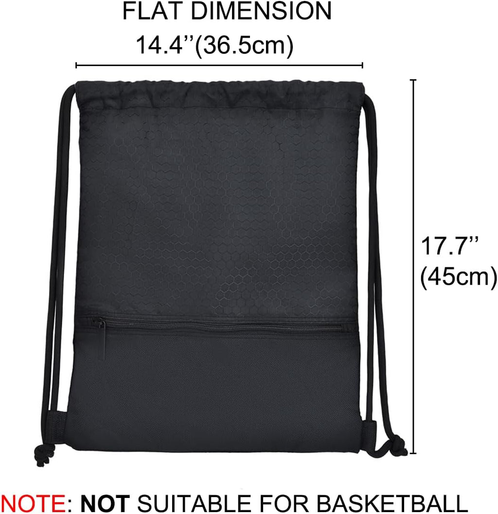 Skiennix Drawstring Backpack - Versatile Sports Gym Bag with Zip Pocket | 17'' x 13.8'' Size