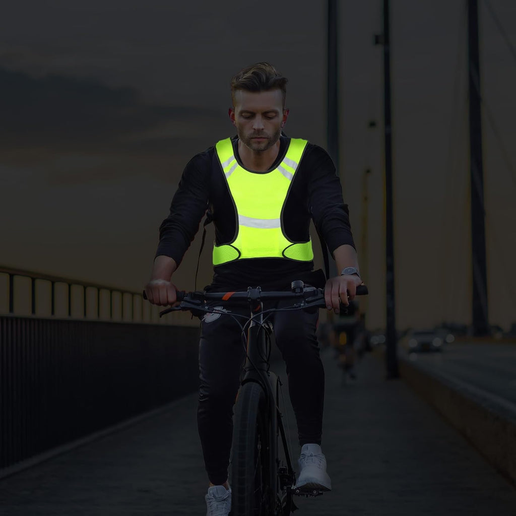 Skiennix High Visibility Reflective Running Vest - Enhanced Safety for Night Running & Biking