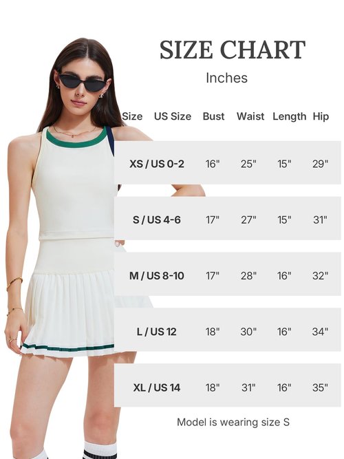 Tennis Skirt Set for Women 2 Piece Racerback Tank Top Golf Dress Activewear for Outfit Pickleball Athletic Workout Cream White