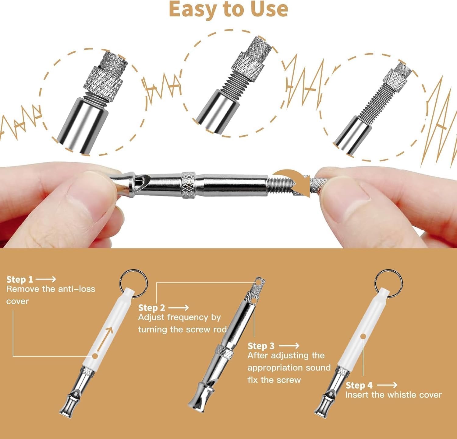 Senlong Dog Whistle Training Set - Adjustable Silent Whistles with Black Lanyard for Effective Bark Control