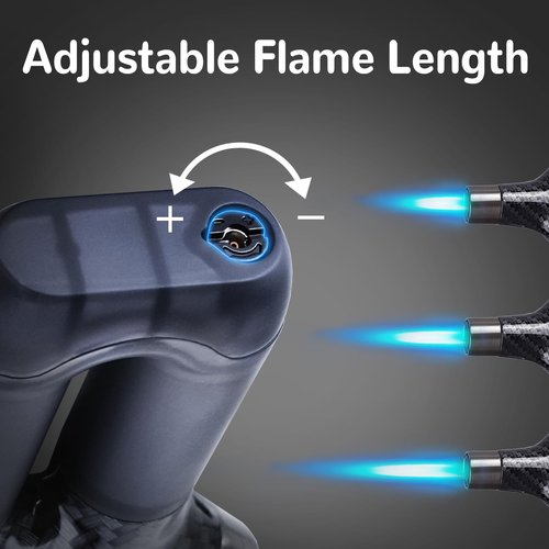 Laffizz 2 Pack Torch Lighter Single Jet Flame Refillable Butane Lighters Windproof Gas Torch Lighters Adjustable Jet Cool Lighter for Camping Candle BBQ Grill(Fuel Not Included)