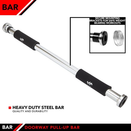 JFIT Deluxe Pull-Up Bar - Multi-Exercise Doorway Design with Comfort Grips | 40-Inch Length
