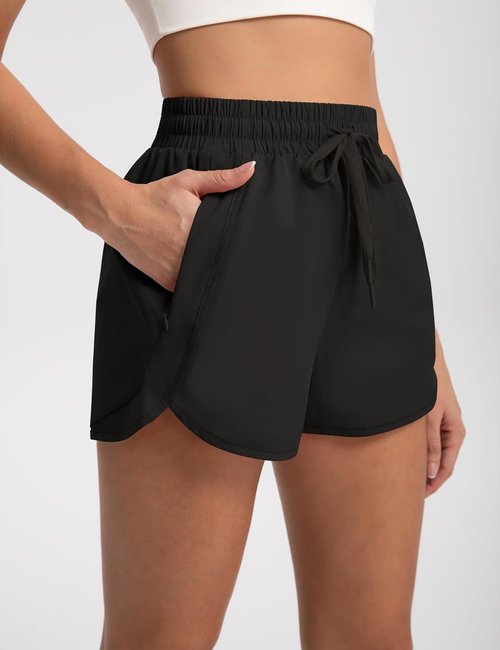 Loovoo High Waisted Running Shorts for Women | Lightweight Athletic Gym & Hiking Shorts with Zip Pockets | UPF 50+