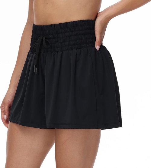 Blaosn Athletic Shorts for Women - High Waist Flowy Gym & Running Skort with Pocket | Casual Summer Wear