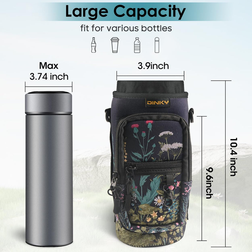 DINKY Water Bottle Carrier Bag, Water Bottle Carrier Holder with Adjustable Shoulder Strap, Sling Neoprene Water Bottle Pouch Sleeve for Hiking, Camping and Fishing, Compatible with 32 oz 40 oz