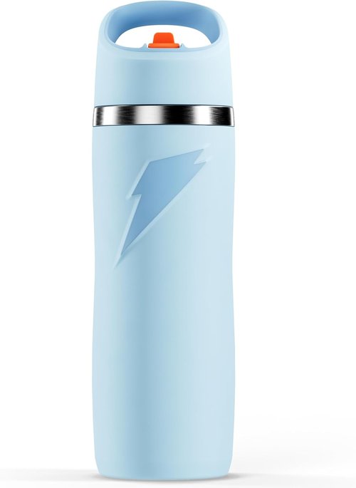 Gatorade Stainless Steel Water Bottle - 22oz Capacity with Straw Cap - Blue Color