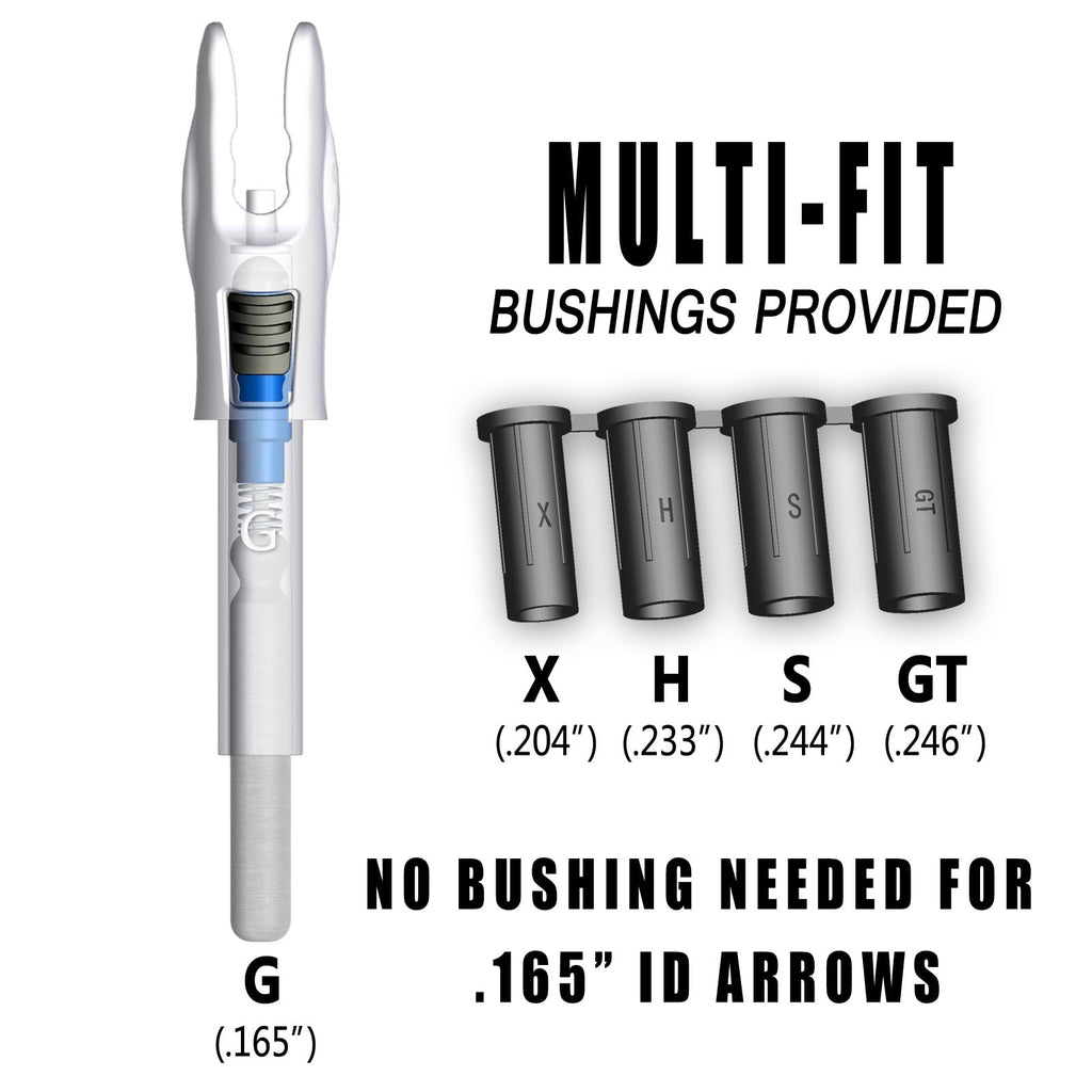 CosiComu 6PCS G Lighted Nocks for Arrows with .165 .204 .233 .244 .246 Inside Diameter with X, H, S, GT Bushings LED Light up Knocks (Blue)