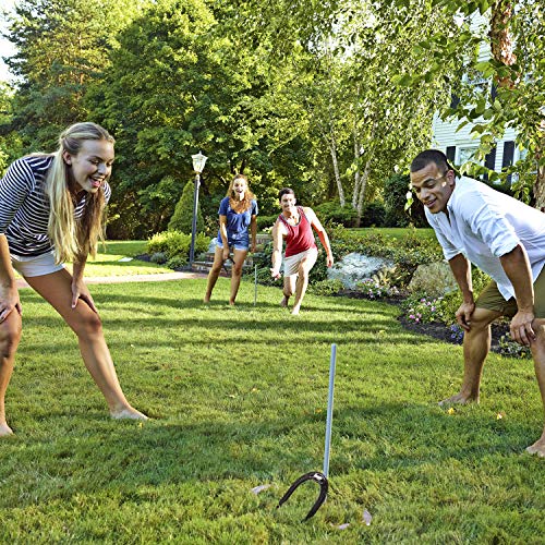Professional Franklin Horseshoe Set with Steel Horseshoes, Stakes & Carry Case - Outdoor Lawn Game