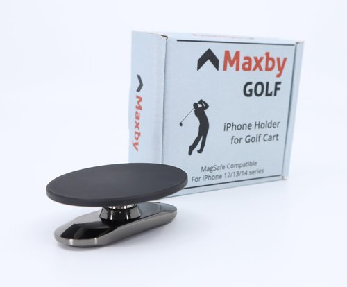 Maxby Golf Cart Magnetic Phone Mount, MagSafe Compatible Phone Holder for Golf Cart Roof Strut, Attaches to Any Metal Surface, Strong Dual Magnets, Adjustable Ball Joint, Compact Pocket Size